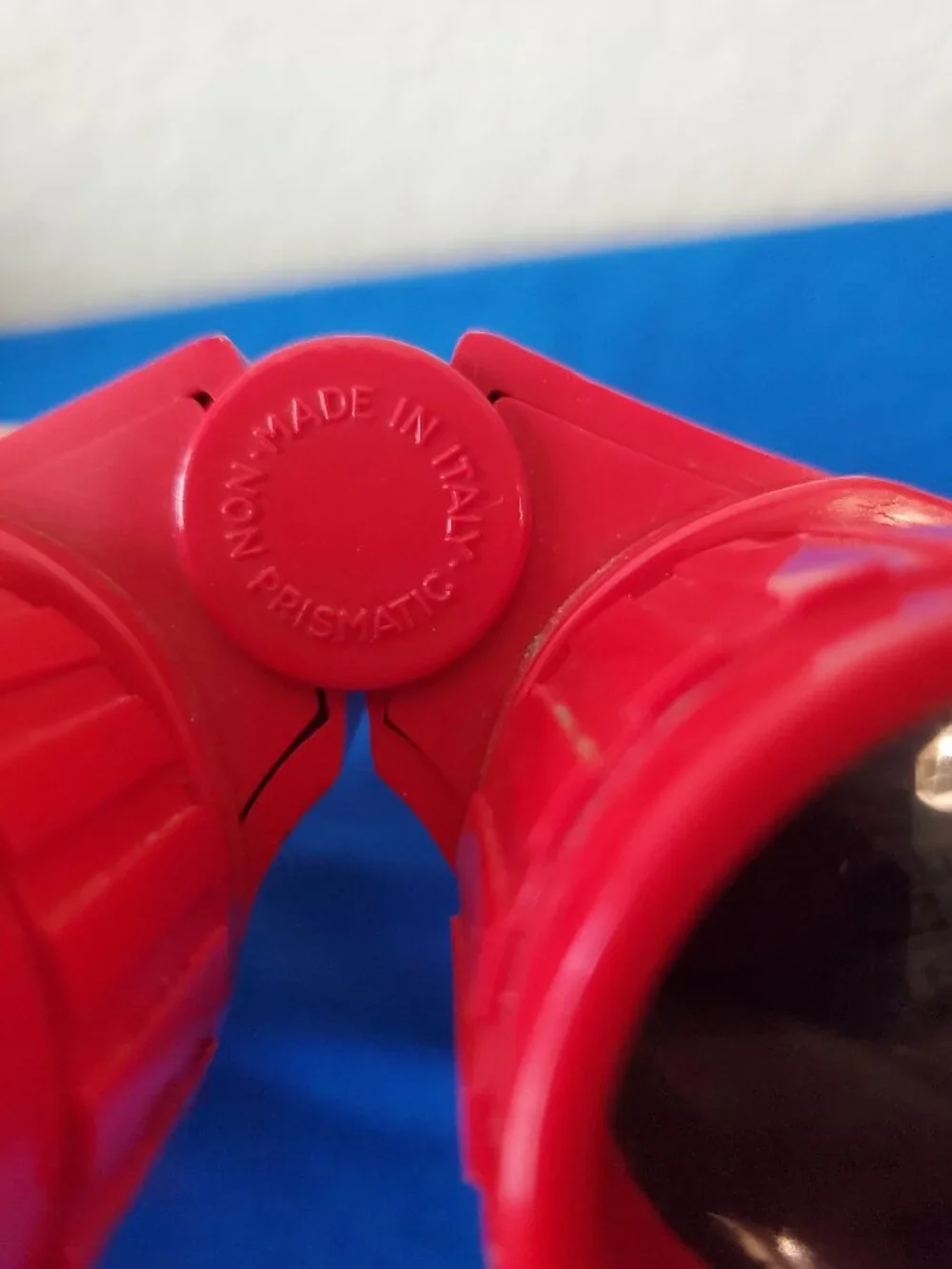 Vintage Red Non Prismatic Childrens Binoculars Made In Italy Retro Toy
